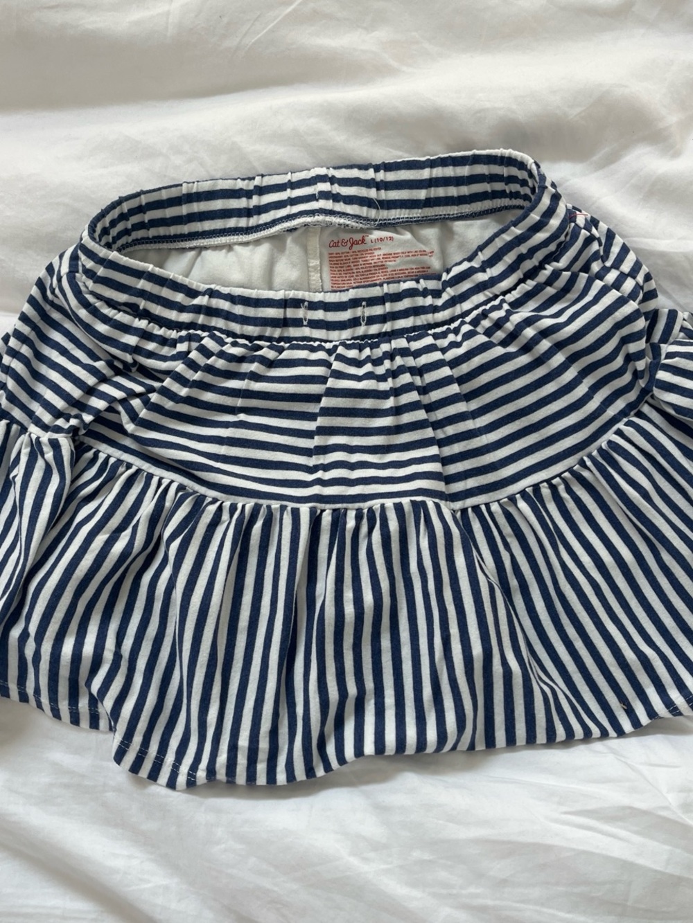 Cat & Jack Navy and White Striped Ruffle Skort